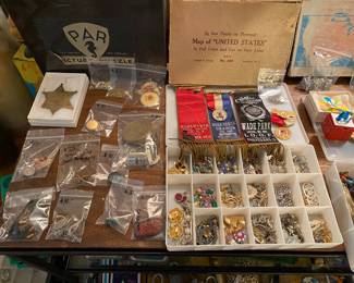 Ribbons, jewelry and bagged smalls