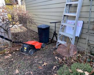 Electric mower, metal ladder