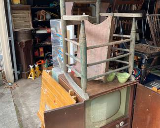 Vtg. TV, Antique  rocker frame , child size Vtg. Sled