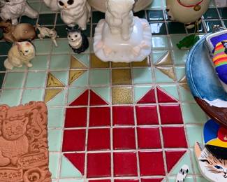 MCM tiled table with religous design