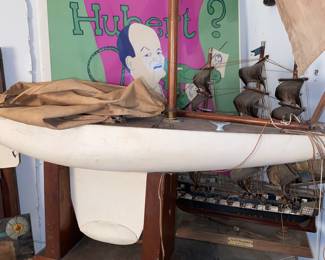 Hubert Humphrey poster, 2 model ships