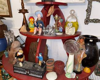 Vtg. Figural pieces, glass, pottery, and more 