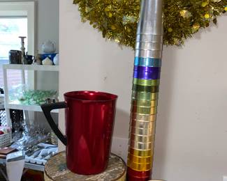 Colored aluminum pitcher and tumblers 