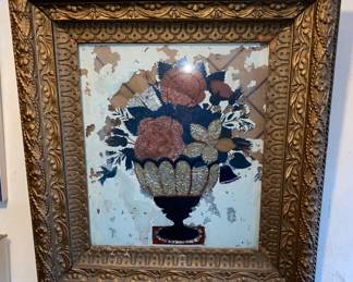 Lovely frame and reverse glass floral painting