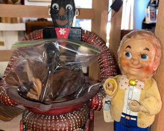 Mini Bar man -as is, bottle cap tramp art ashtray person