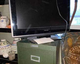 Small file cabinet and TV