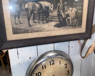 Vtg. Clock and art 