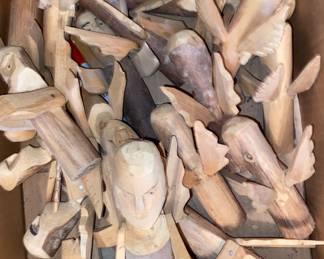 Folk art carved Angel figures 