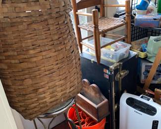 Vtg. Basket , child’s chair, trunk