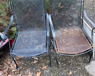 2 metal black chairs