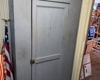 Gray painted antique cupboard