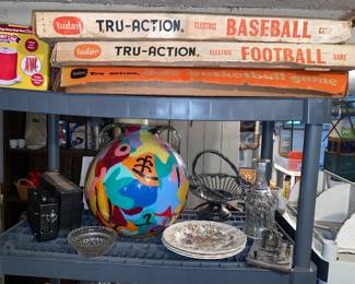 Vtg. Football and baseball games and misc. Decor