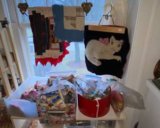 Cat art, sewing , quilted fabric 
