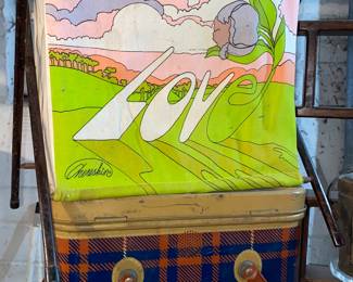 Sewing basket and tin picnic basket 