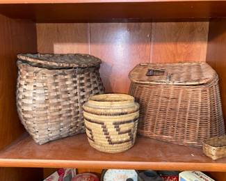 Antique baskets and fishing creels