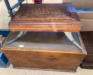 Antique box and footstool with horn feet