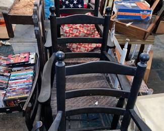 4 woven seat ladder  back chairs 