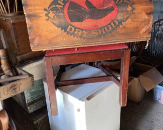 Rubber shoe cover wooden box -as is