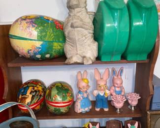 Paper mache’ and plastic Easter decor