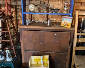Antique dresser and blue bench