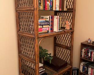 Bamboo and rattan shelving unit 