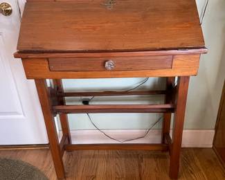 8-$175 Antique Small desk drop front with bookshelve 30x12x38