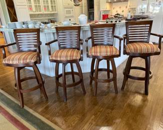 12-$150 per pair or $300 set of 4  swivel wood Barstools - ladder back backs 19x45