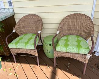 $70 Set of 2 armchairs as is - $68 for the green lime garden seat. 