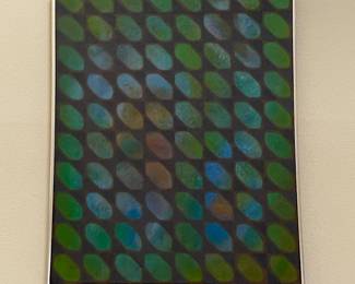 22-$500  Abstract painting green and blue 25x31 Richard Phipps, listed artist ( Colorado)