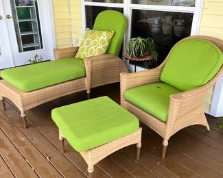 14-$450 set Woodard of 1 Outdoor chaise lounge 32x70x40 + chair & ottoman + 1 side table 