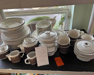 Noritake Versatone brown and cream, dinnerware with clover $200