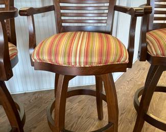 12-$150 per pair or $300 set of 4  swivel wood Barstools - ladder back backs 19x45