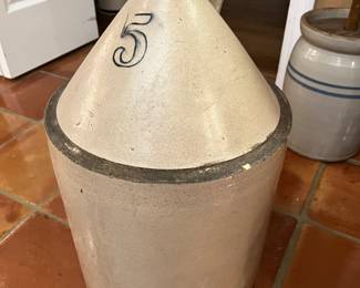 Antique one handle Crock 20" T - 5 gallon - $110