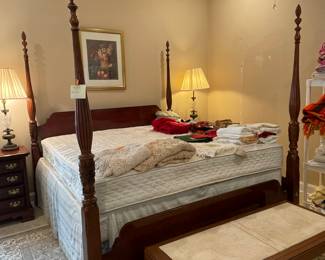 $800 Lexington king size bed 80T & two night chests 
27W x 17D x 30H Mahogany 

