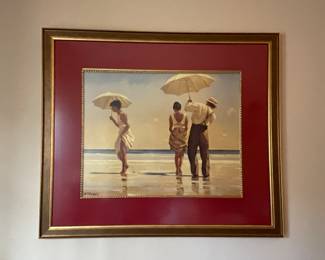 $80 Vettriano print 36x31 people on the beach 
