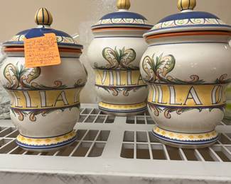 $80 Pfaltzgraff Villa Della luna Canister set 3 
