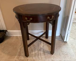 $110 Lane side table round inlaid
