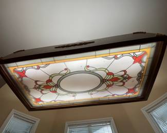 $250 Chandelier rectangular wood cased 46x23
great for pool table / or kitchen table 
