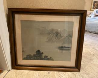 David Lee 1978 Asian woodblock 27x24 
