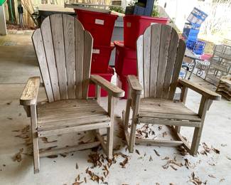 $160  2 wood rockers Adirondacks 29Wx46H
