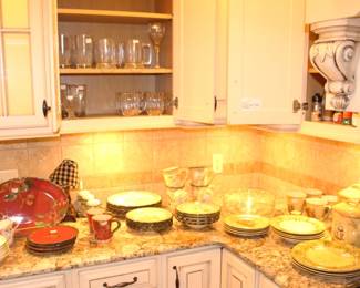 Canister set and glassware.