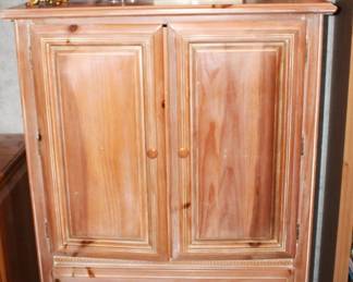 Two Drawer Cabinet w/Shelves.  38" W x 18" D x 56" H.