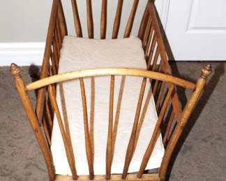 Antique Bent Wood Baby Cradle.