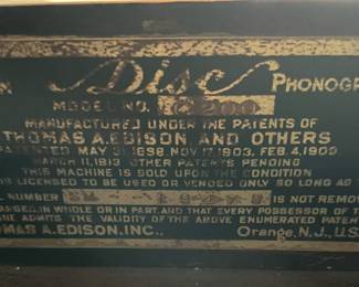 Edison Disc Phonograph Victrola, Model C200, with 29 Edison disc records in bottom of cabinet.