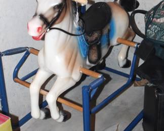 Vintage Wonder Horse Bouncy spring toy with clip clop sound box.