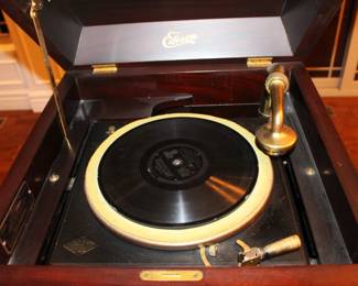 Edison Disc Phonograph Victrola, Model C200, with 29 Edison disc records in bottom of cabinet.