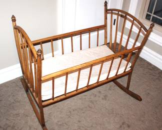 Antique Bent Wood Baby Cradle.