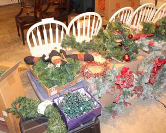 Outdoor Christmas wreaths, garland and more.