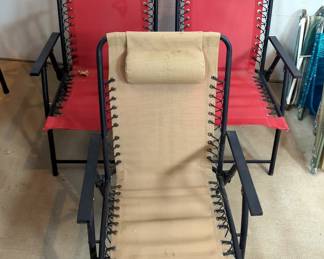 Vinyl And Fabric Loungers, Qty 5, And Patio Fabric Chairs, Qty 3