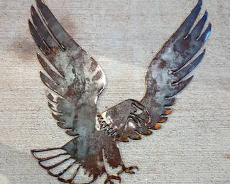 Metal Wall Decor Including 20" Eagle, Cow Skull, And Branding Iron